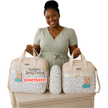 Load image into Gallery viewer, 3 In 1 Diaper Bag (Baby Sky Flowers) Cream
