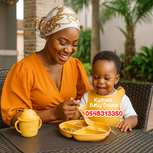 Load image into Gallery viewer, Silicone Baby Bib With Bowl, Cup And Cutlery (Dr. Annie) - Kyemen Baby Online