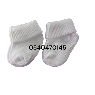 Baby Socks (2 Pairs) White (0-3m) - Kyemen Baby Online