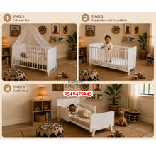 Load image into Gallery viewer, 3-in-1 convertible Baby Wooden Cot (KDDYW 20311) Baby Bed
