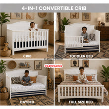 Load image into Gallery viewer, 4-in-1 Convertible Crib Baby Wooden Cot (D01) Baby Bed (Showroom Display)
