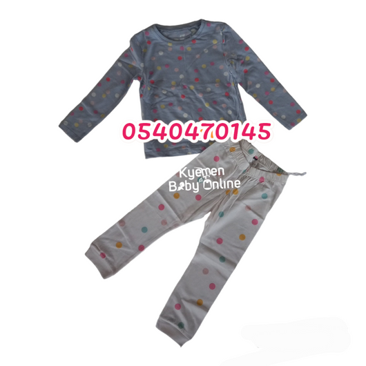 Baby Girl Trousers  and Long sleeves Top. (H&M ) polka dots. - Kyemen Baby Online