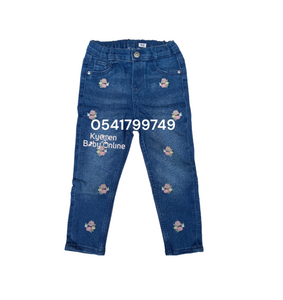 Baby Girl Jeans Trousers (Pink Flowers) - Kyemen Baby Online