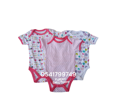 Baby Girl Body Suit (Gorgeous, 3pcs) Multicolors. - Kyemen Baby Online