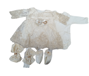 Baby Girl Christening Dress (0-6m) Cream - Kyemen Baby Online