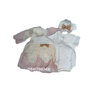 Baby Girl Christening Dress (0-6m) Peach - Kyemen Baby Online