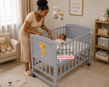 Load image into Gallery viewer, Baby Wooden Cot / Baby Bed / Baby Crib (AY 902) - Grey
