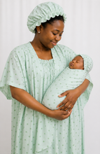 Load image into Gallery viewer, Breastfeeding Nightwear With Inner, Bonnets, Hat And Cotsheet (Bebe And Mama Cherry) - Kyemen Baby Online
