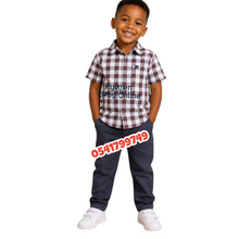 Load image into Gallery viewer, Baby Boy  Short Sleeve Shirt  with Trousers (Calvin Klein) Coffee
