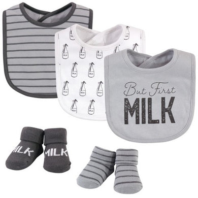 Baby Bib (3 Pieces With Socks) But  first Milk - Kyemen Baby Online