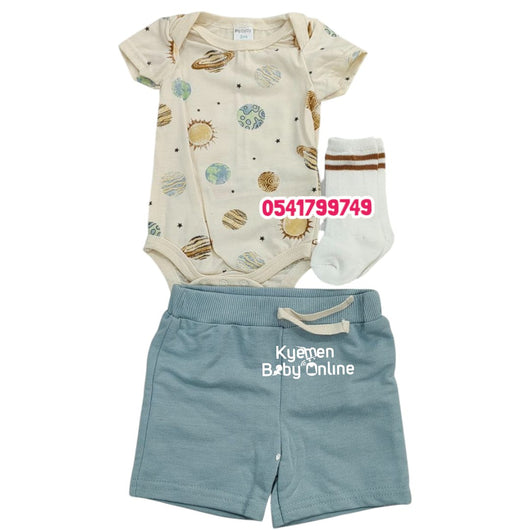 Baby Boy Bodysuit With Short And Sock ( PL Baby) Planet