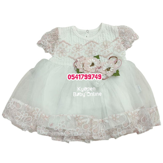 Baby Girl Dress With Headband (Minicix Collection) Light Peach