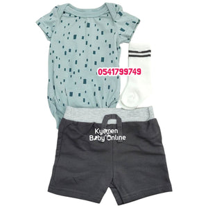 Baby Boy Bodysuit With Short And Sock ( PL Baby) Green