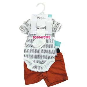 Baby Boy Bodysuit With Shorts And Socks( PL Baby) White