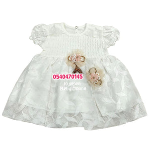 Baby Girl Dress With Headband (Minicix Collection) White