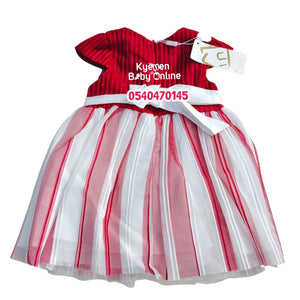 Baby Girl Dress With Pants (DK House) Red And White