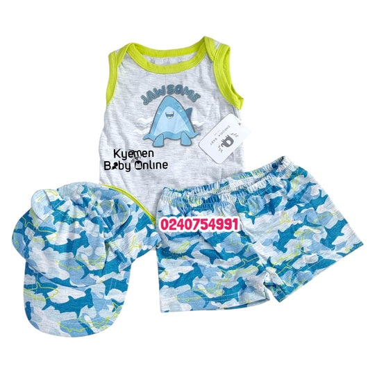 Baby Boy Bodysuit With Shorts And Cap (Emporia Baby) Jawsome