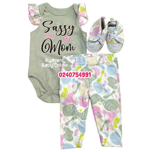 Baby Girl Bodysuit With Pants And Shoe (Eplay) Sassy Like My Mom