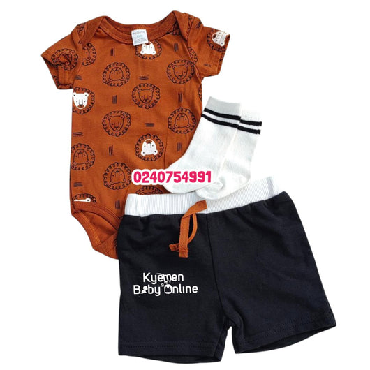 Baby Boy Bodysuit With Short And Sock ( PL Baby) Lion