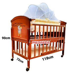 2 In 1 Baby Wooden Cot With Drawer (612) Baby Bed / Baby Crib - Kyemen Baby Online