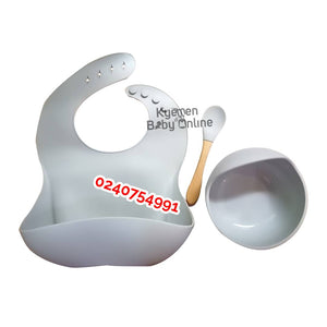 Silicone Baby Bib With Bowl And Spoon - Kyemen Baby Online