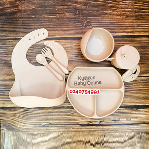 Silicone Baby Bib With Bowl, Cup And Cutlery