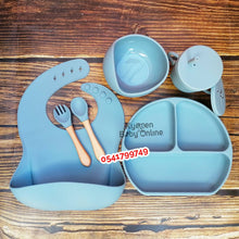 Load image into Gallery viewer, Silicone Baby Bib With Bowl, Cup And Cutlery - Kyemen Baby Online
