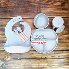 Load image into Gallery viewer, Silicone Baby Bib With Bowl, Cup And Cutlery - Kyemen Baby Online
