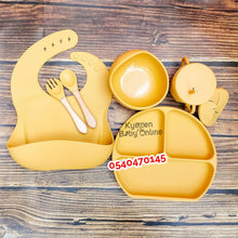 Load image into Gallery viewer, Silicone Baby Bib With Bowl, Cup And Cutlery - Kyemen Baby Online
