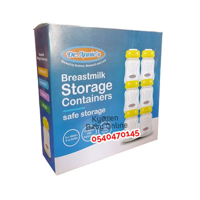 Breast Milk Storage Containers (Dr Annie) 6pcs - Kyemen Baby Online