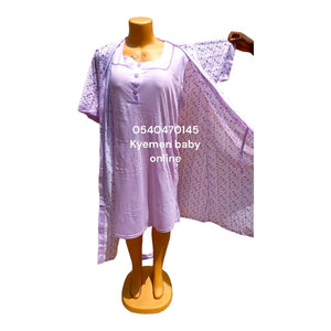 Breastfeeding Night Gown With Coat Plain Purple (Yimiasha) - Kyemen Baby Online