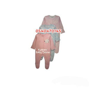 Baby Girl Sleep Suit (George Baby) Checked, 3pcs - Kyemen Baby Online