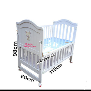 Baby Cot (White Wooden) 611 Baby Bed/Baby Crib - Kyemen Baby Online