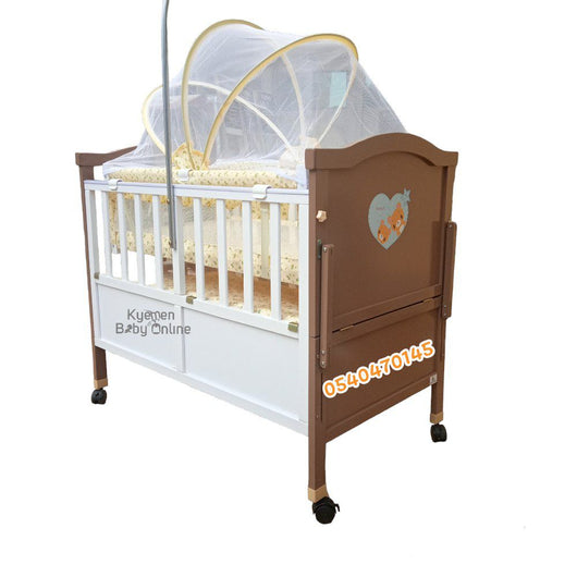 2 In 1 Baby Wooden Cot With Drawer (AY 828) Baby Bed / Baby Crib - Kyemen Baby Online