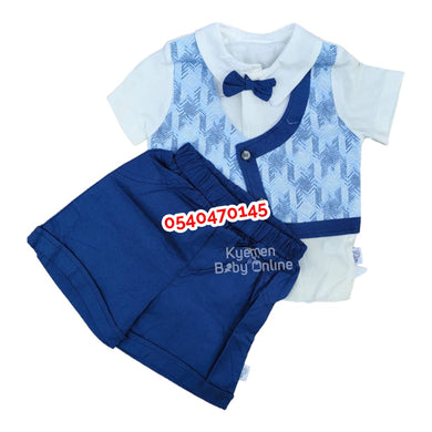 Jolly Joy Baby Boy Dress ( Top and Down) Blue 1 - Kyemen Baby Online