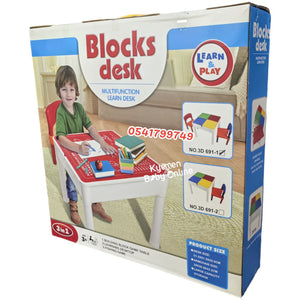 3 In 1 Multi-Functional Learn Desk / Blocks Desk / Kids Table And Chair 18months+ [JM289156]