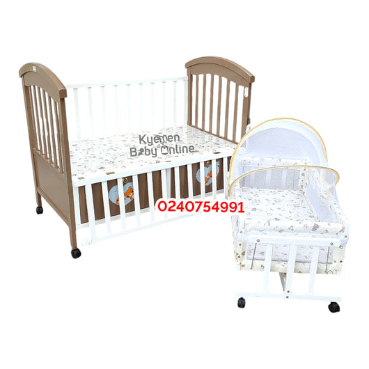 2 In 1 Baby Wooden Cot 619 Baby Bed / Baby Crib [Showroom Display]