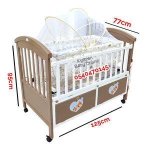 2 In 1 Baby Wooden Cot 619 Baby Bed / Baby Crib [Showroom Display]