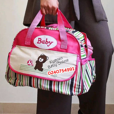 Diaper Bag (Baby With Bear) Pink - Kyemen Baby Online