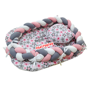 Baby Bed (Baby Lounger / Portable Infant Co Sleeper Bassinet With Spiral Bumper / Baby Nest)