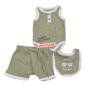 Baby Bodysuit With Short and Bib Unisex (Rachel Zoe) Green