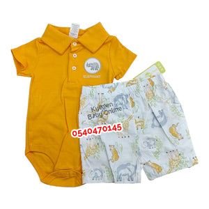 Baby Boy Bodysuit Lacoste With Shorts And Hat (Payifang) Orange