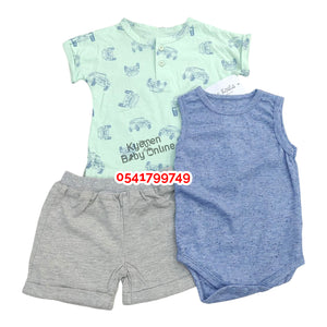 Baby Boy T-Shirt & Sleeveless Bodysuit With Shorts (Cute Koala) Green