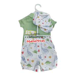 Baby Boy Bodysuit Lacoste With Shorts And Hat (Payifang) Green