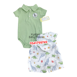 Baby Boy Bodysuit Lacoste With Shorts And Hat (Payifang) Green