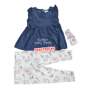 Baby Girl Dress With Pant And Headband (Starting Out 1)