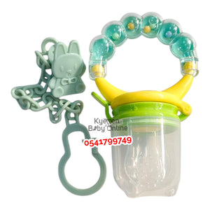 Fruit Pacifier / Fruit Feeder With Rattle Ring & Clip Holder (Dr. Annie's) 4m+