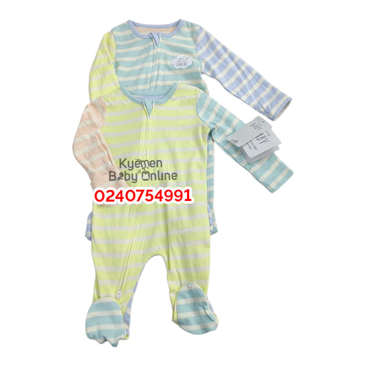 Baby Sleepsuit (George Baby) 0-3 Months (2Pcs) Multicoloured Zipper