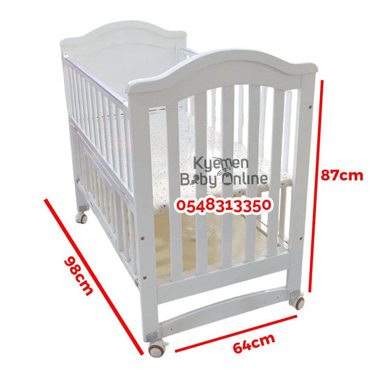 Baby Wooden Cot With Drawer / White Wooden Cot (611) Baby Bed / Baby Crib