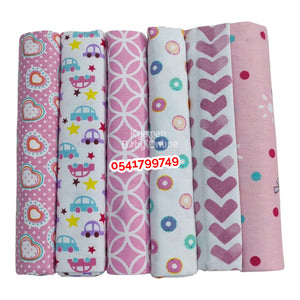 6 In 1 Coloured Cot Sheet / Receiving Blanket (Carter's Flower)